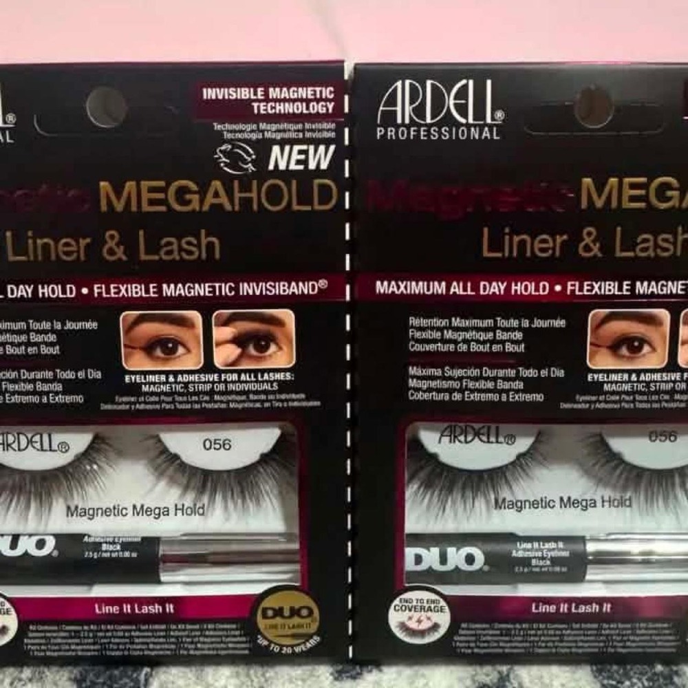 Ardell Magnetic MEGAHOLD Liner & Lash 056 Black 2 Pack False Eyelashes DUO New